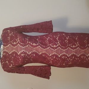 Maroon/ Burgundy dress with nude underlining